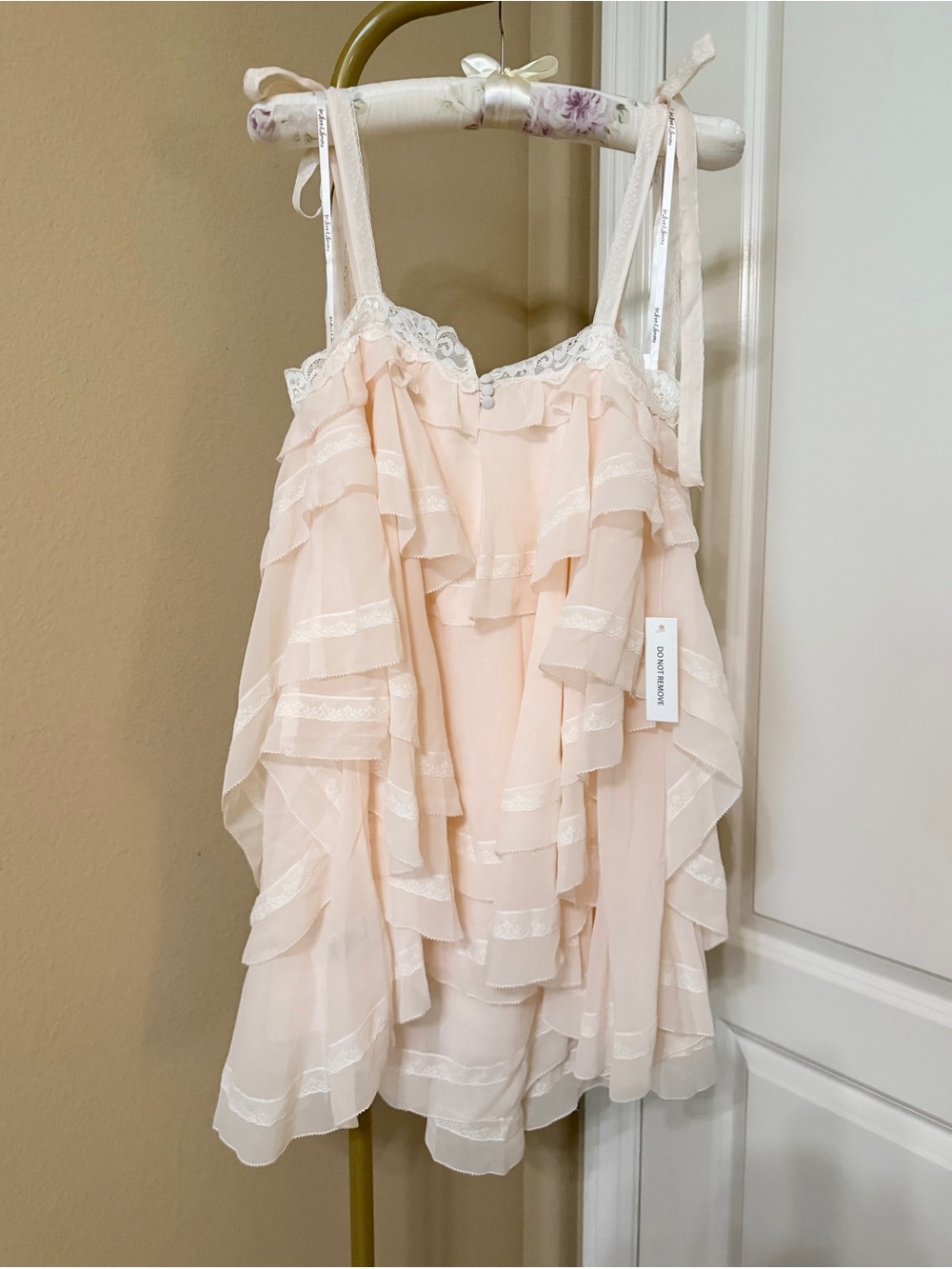 For Love And Lemons Juniper Ruffle Peach Mini Dress Size XS NWT - Picture 10 of 13